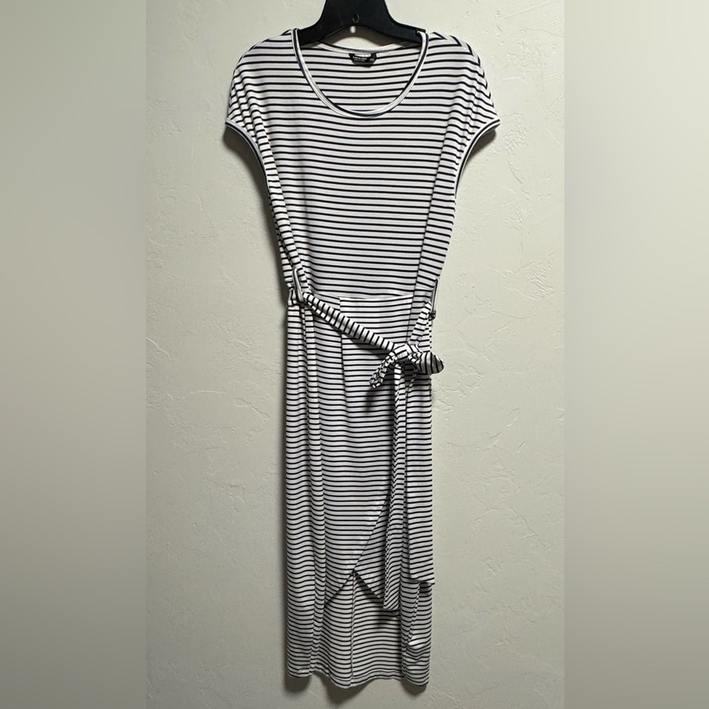 B/W Striped Wrap Dress